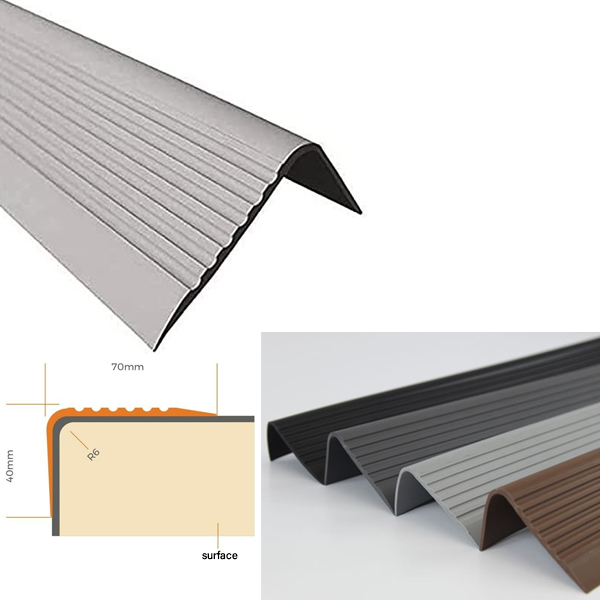 Non Slip PVC Bullnose Stair Nosing Rubber Angle Step Edge Strip