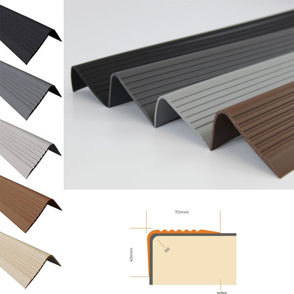 Non Slip PVC Bullnose Stair Nosing Rubber Angle Step Edge Strip