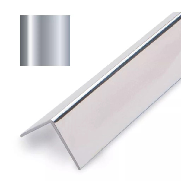 PVC Chrome Silver Effect Internal Angle Wall Cladding Trim - 2.45m