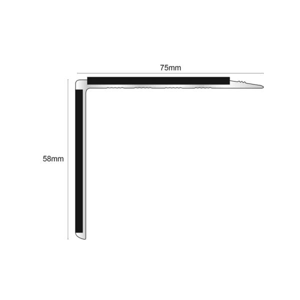 Aluminium Non Slip Commercial Stair Nosing Edge Trim With Pvc Insert