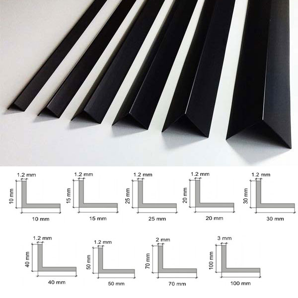 Black PVC corner angle trim 2.5m for clean wall edge finishing and corner protection
