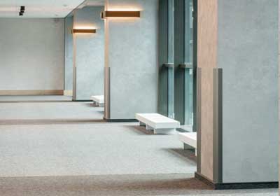 Modern interior with corner guards installed to protect walls from damage