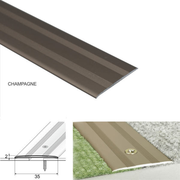 Aluminum Heavy Duty Flat Door Bar Threshold For Carpet Floor