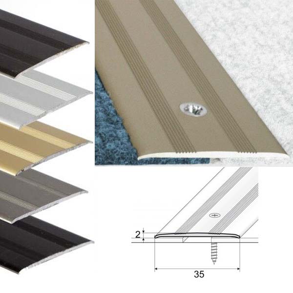 Aluminum Heavy Duty Flat Door Bar Threshold For Carpet Floor