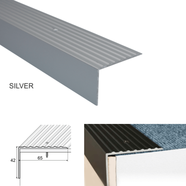Heavy Duty Non Slip Aluminum Stairs Nosing For Stair Treads