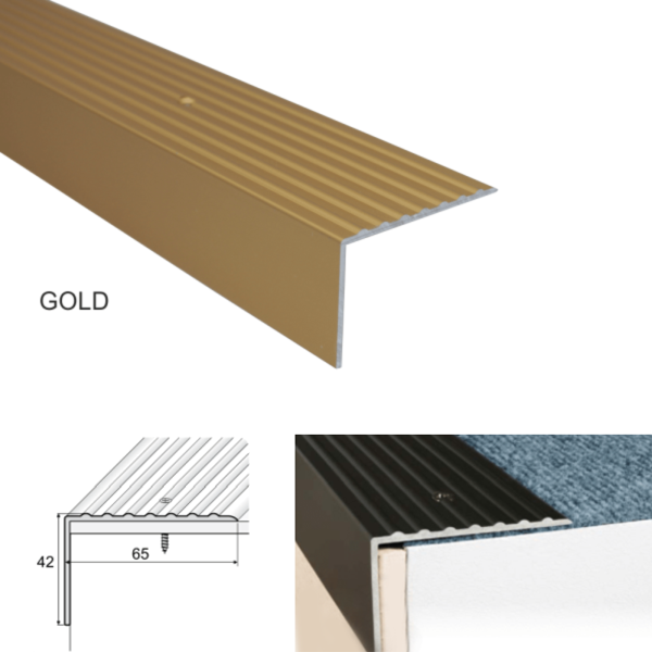Heavy Duty Non Slip Aluminum Stairs Nosing For Stair Treads