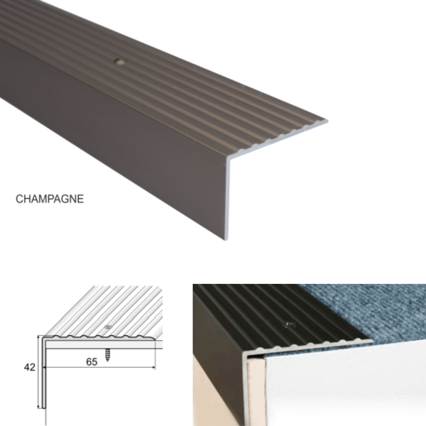 Heavy Duty Non Slip Aluminum Stairs Nosing For Stair Treads