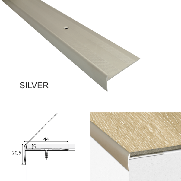 Screw Fix Aluminium Luxury Click Vinyl Flooring Stairs Nosing 