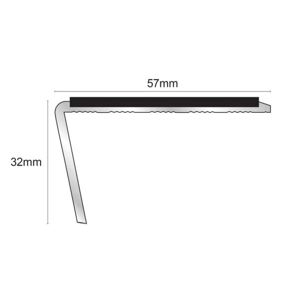 Non Slip Aluminium Commercial Stair Nosing Edge Trim With Pvc Insert 