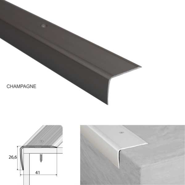 Non Slip Aluminium Stair Nosing Edge Trim for Wooden Stair Treads