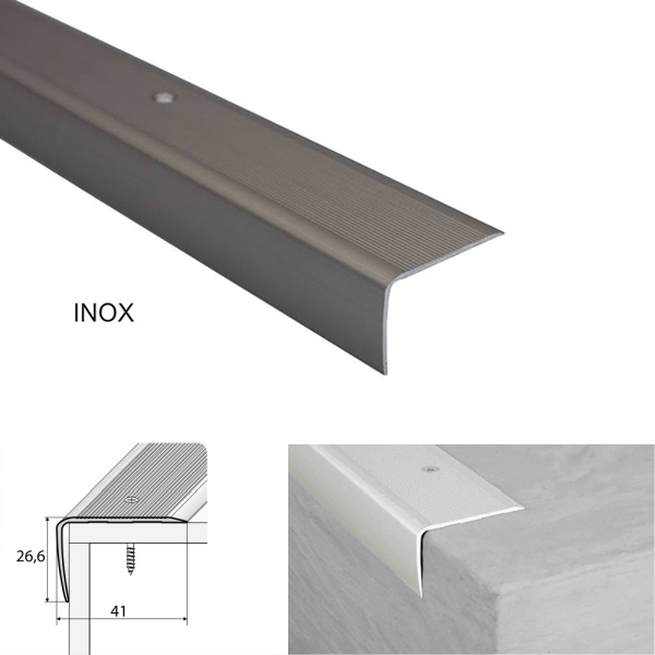 Non Slip Aluminium Screw FIx Stair Nosing for Wooden Stair Treads Cover