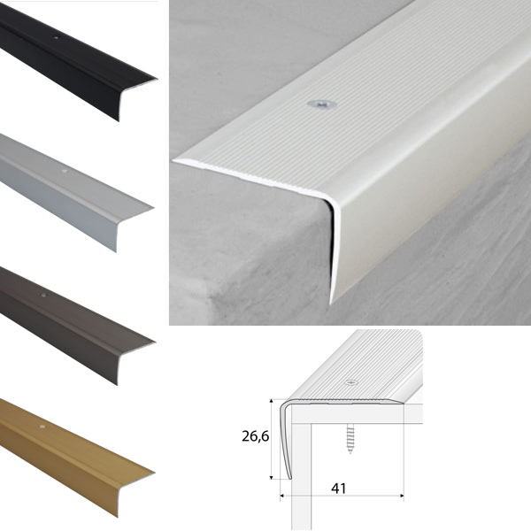 Non Slip Aluminium Screw FIx Stair Nosing for Wooden Stair Treads Cover