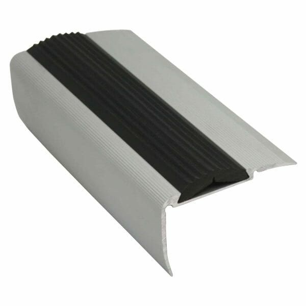 Non Slip Aluminium Black Rubber Insert Strong Stair Nosing