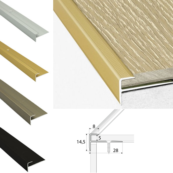 Aluminium Non Slip Stairs Nosing For Luxury Click Vinyl Flooring Trim