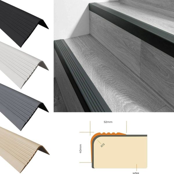 Non Slip Bullnose Stair Nosing PVC Rubber Angle Step Edge