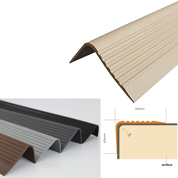 Non Slip PVC Bullnose Stair Nosing Rubber Angle Step Edge