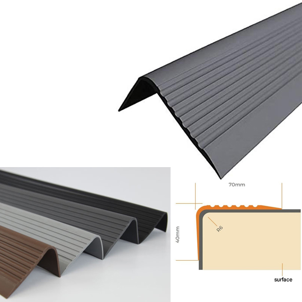 Non Slip PVC Bullnose Stair Nosing Rubber Angle Step Edge