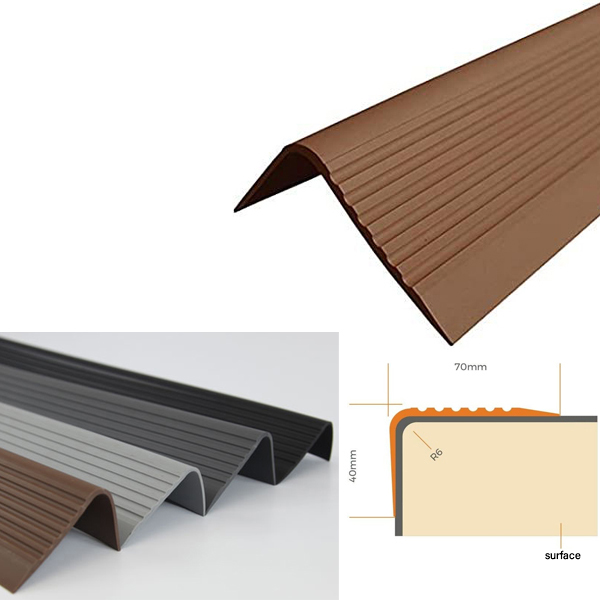 Non Slip PVC Bullnose Stair Nosing Rubber Angle Step Edge