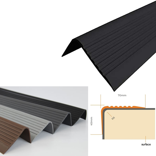 Non Slip PVC Bullnose Stair Nosing Rubber Angle Step Edge