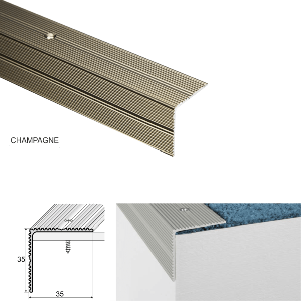 Non Slip Screw Fix Anodised Stairs Nosing For Wooden Stair Treads 