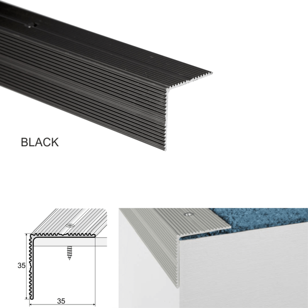 Non Slip Screw Fix Anodised Stairs Nosing For Wooden Stair Treads 