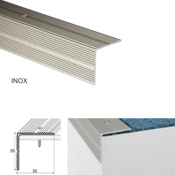 Non Slip Screw Fix Anodised Stairs Nosing For Wooden Stair Treads 