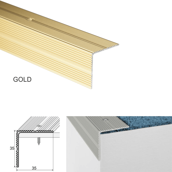 Non Slip Screw Fix Anodised Stairs Nosing For Wooden Stair Treads 