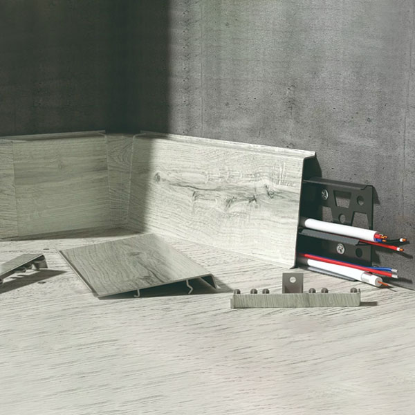 Oak Cantabrian PVC Skirting Board & Accessories Cable Cover with Flexible Edges