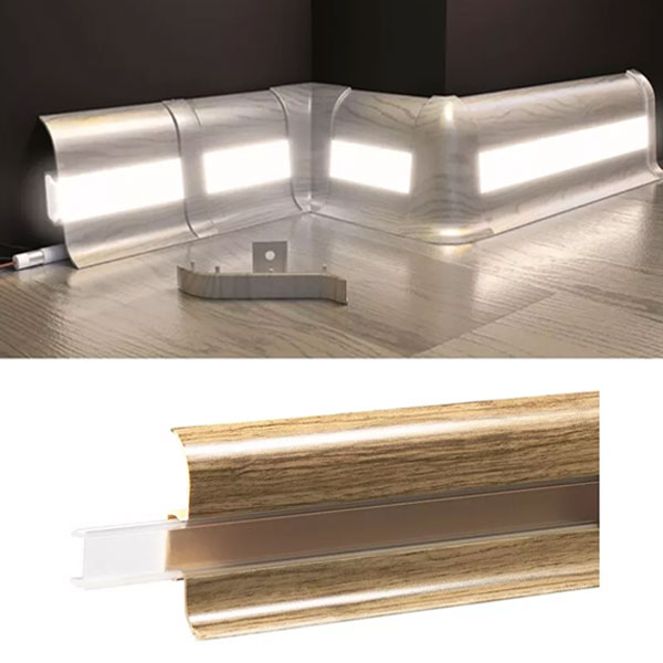 PVC Skirting Board Oak Chillout & Cable Cover with Flexible Edges Accessories