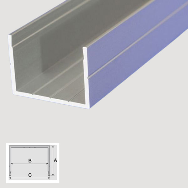 Aluminum Anodised Channel C Shape Section Grooved Bar 1m Long