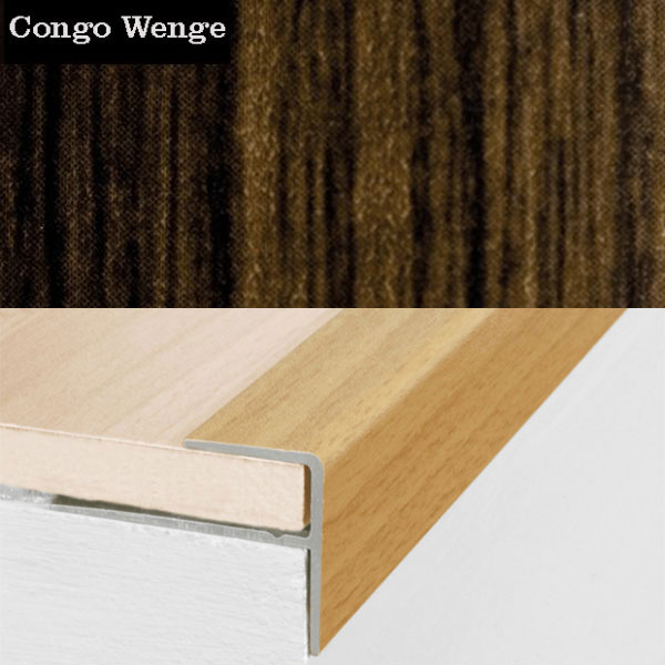 Aluminium Push-In Profile Wood Effect Stair Nosing Edge Trim