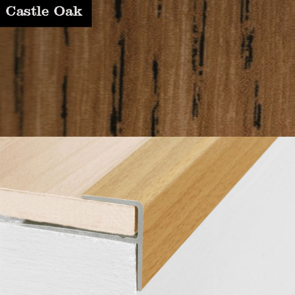 Aluminium Push-In Profile Wood Effect Stair Nosing Edge Trim