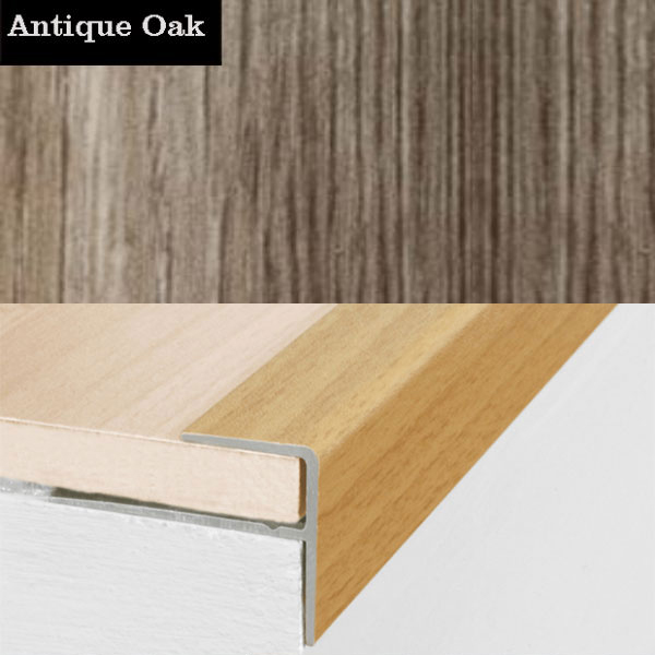 Aluminium Push-In Profile Wood Effect Stair Nosing Edge Trim