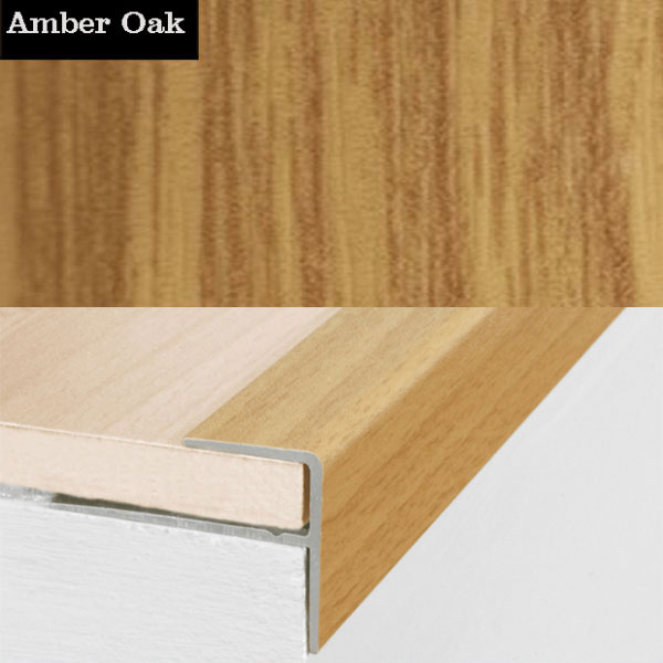 Aluminium Push-In Profile Wood Effect Stair Nosing Edge Trim