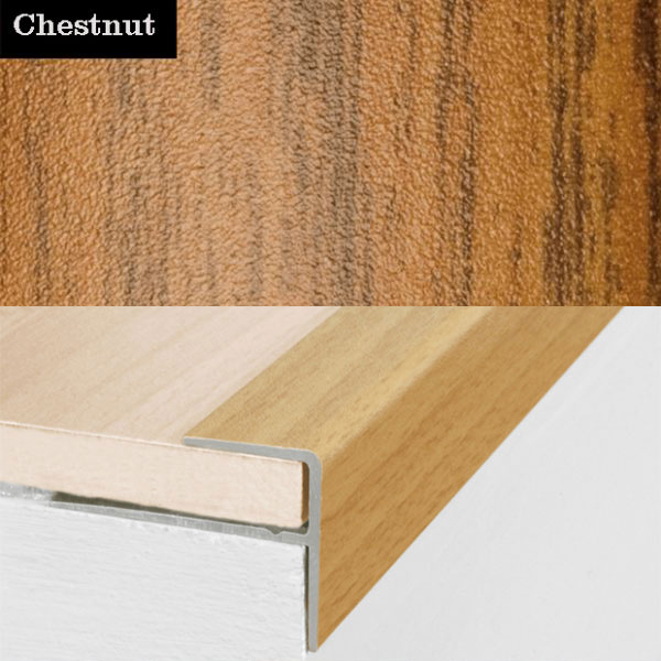 Aluminium Push-In Profile Wood Effect Stair Nosing Edge Trim