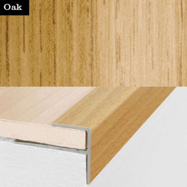 Aluminium Push-In Profile Wood Effect Stair Nosing Edge Trim