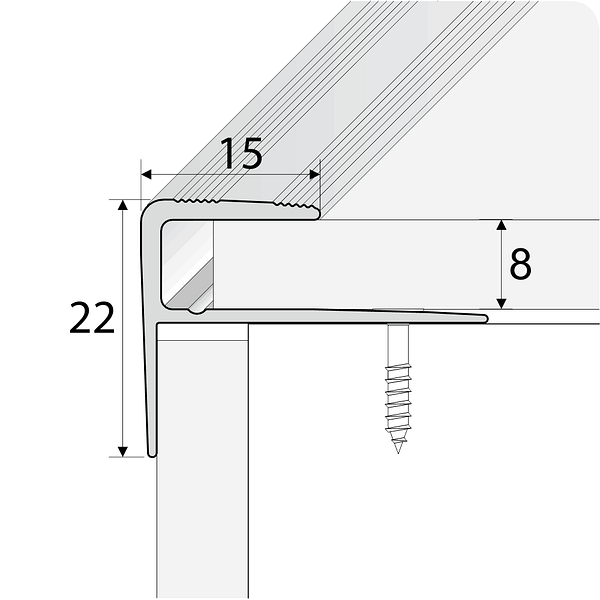 Aluminium Push-In Profile Wood Effect Stair Nosing Edge Trim