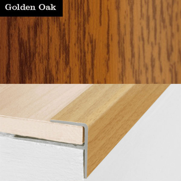 Aluminium Push-In Profile Wood Effect Stair Nosing Edge Trim