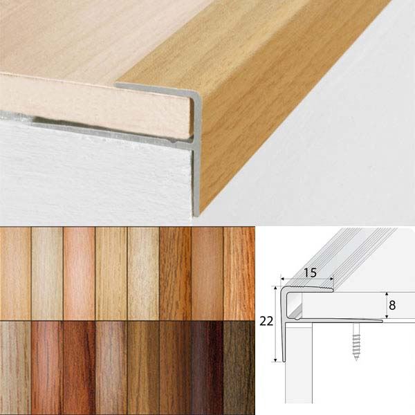 Aluminium Push-In Profile Wood Effect Stair Nosing Edge Trim