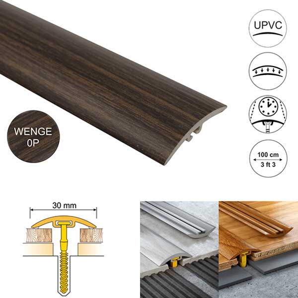 PVC Floor Threshold Trim 30mm Wide for Laminate, Vinyl, Carpet and Tiled floors