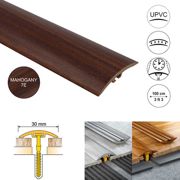 PVC Floor Threshold Trim 30mm Wide for Laminate, Vinyl, Carpet and Tiled floors