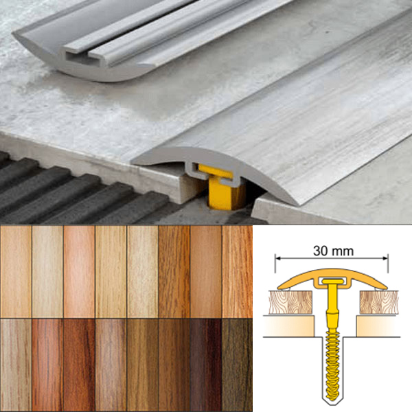 PVC Floor Threshold Trim 30mm Wide for Laminate, Vinyl, Carpet and Tiled floors