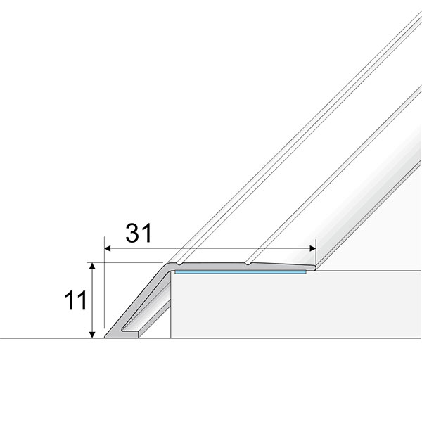 Aluminium Self Adhesive Wood Effect Door Threshold Ramp  