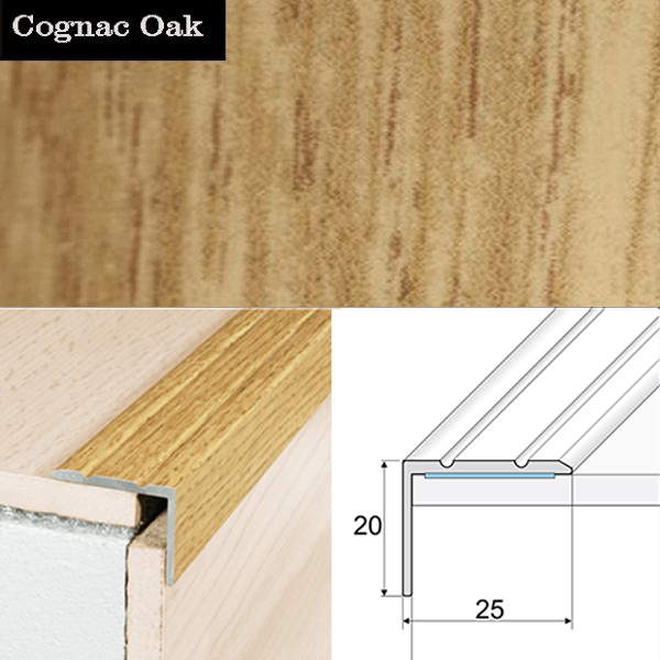 Self Adhesive Non Slip Aluminium Wood Effect Stair Nosing Edge Trim 