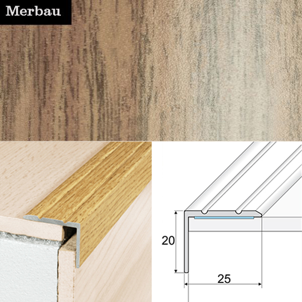 Self Adhesive Non Slip Aluminium Wood Effect Stair Nosing Edge Trim 