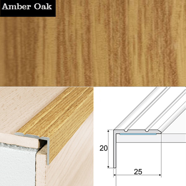 Self Adhesive Non Slip Aluminium Wood Effect Stair Nosing Edge Trim 