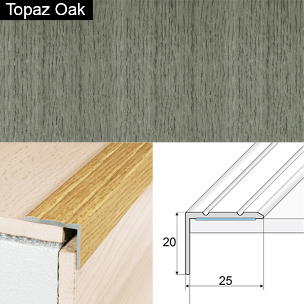 Self Adhesive Non Slip Aluminium Wood Effect Stair Nosing Edge Trim 