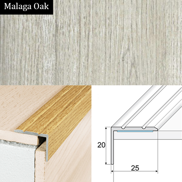 Self Adhesive Non Slip Aluminium Wood Effect Stair Nosing Edge Trim 