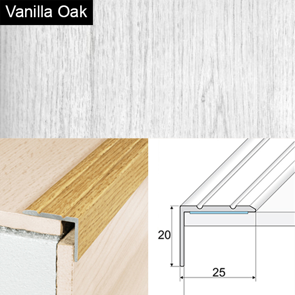 Self Adhesive Non Slip Aluminium Wood Effect Stair Nosing Edge Trim 