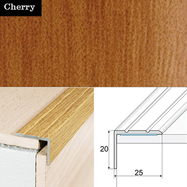 Self Adhesive Non Slip Aluminium Wood Effect Stair Nosing Edge Trim 